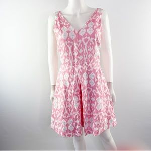 Gap Pink Batik Ikat Sleeveless A-Line V-Neck Mini Dress 100% Linen Size 4